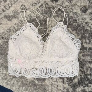 Pink, Victoria secret women’s white lace bralette. Size M